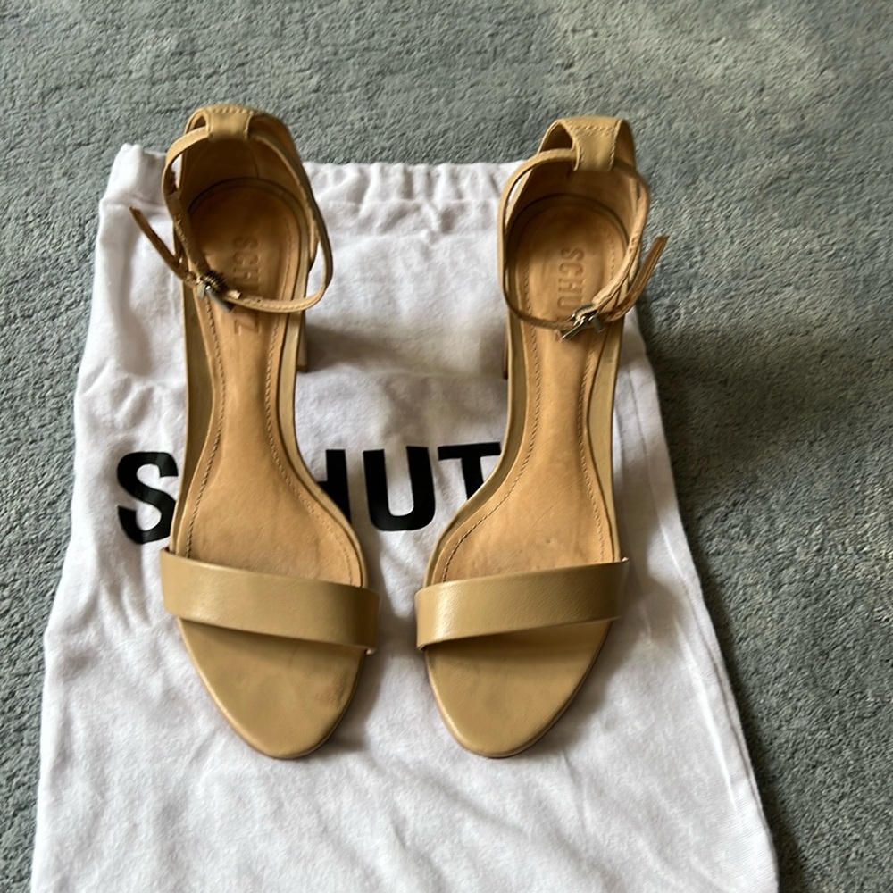 Schutz Nude Strappy Block Heel